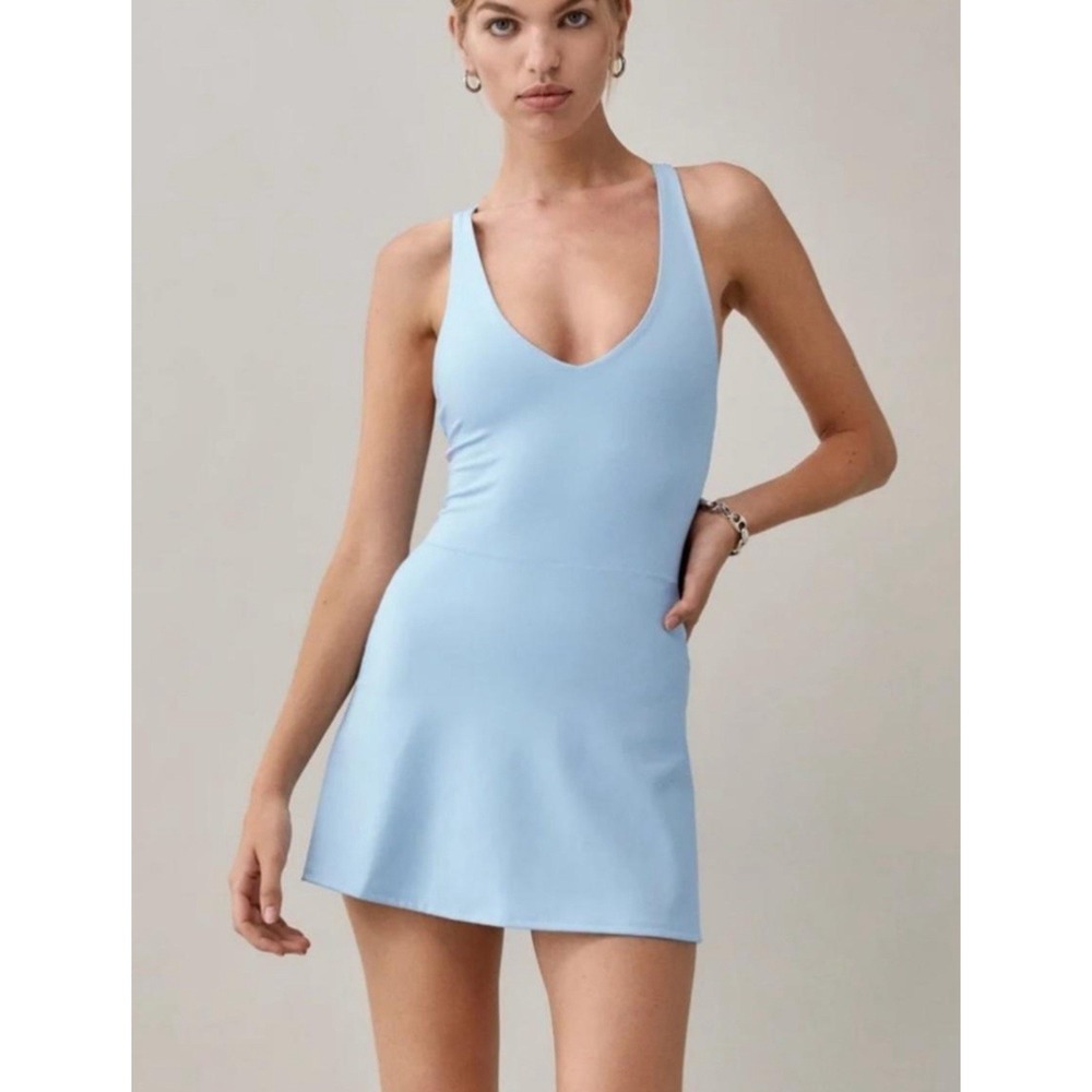 Reformation Bella Ecomove Active Dress Plus Size 3X Light Blue V-Neck #GG11-5‎